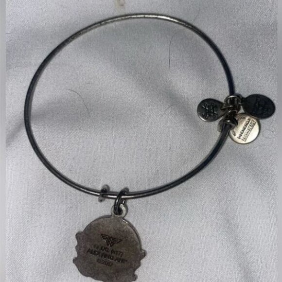 Retired 2017 Alex and Ani Wonder Woman “Strength, Grace, Love” Silver Bracelet - Picture 2 of 2